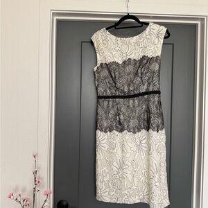 The Limited Black and Cream Lace Midi Dress